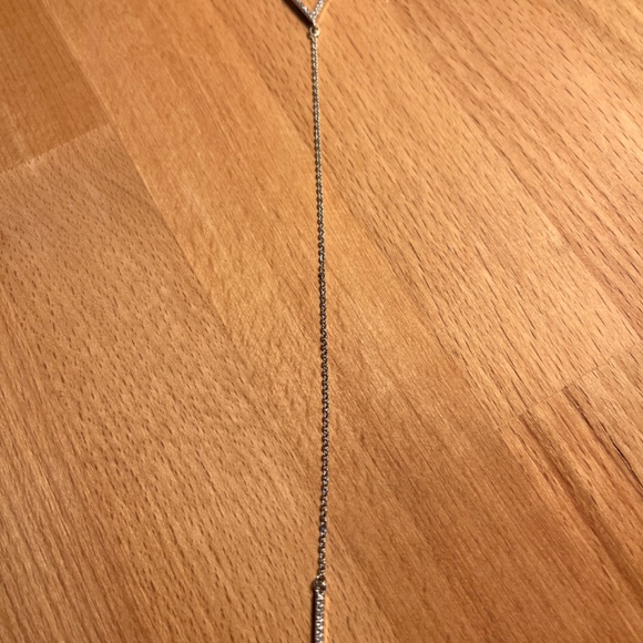 AdorniaSterling Silver Swarovski Crystal Accented V Necklace - NEW - Picture 3 of 5